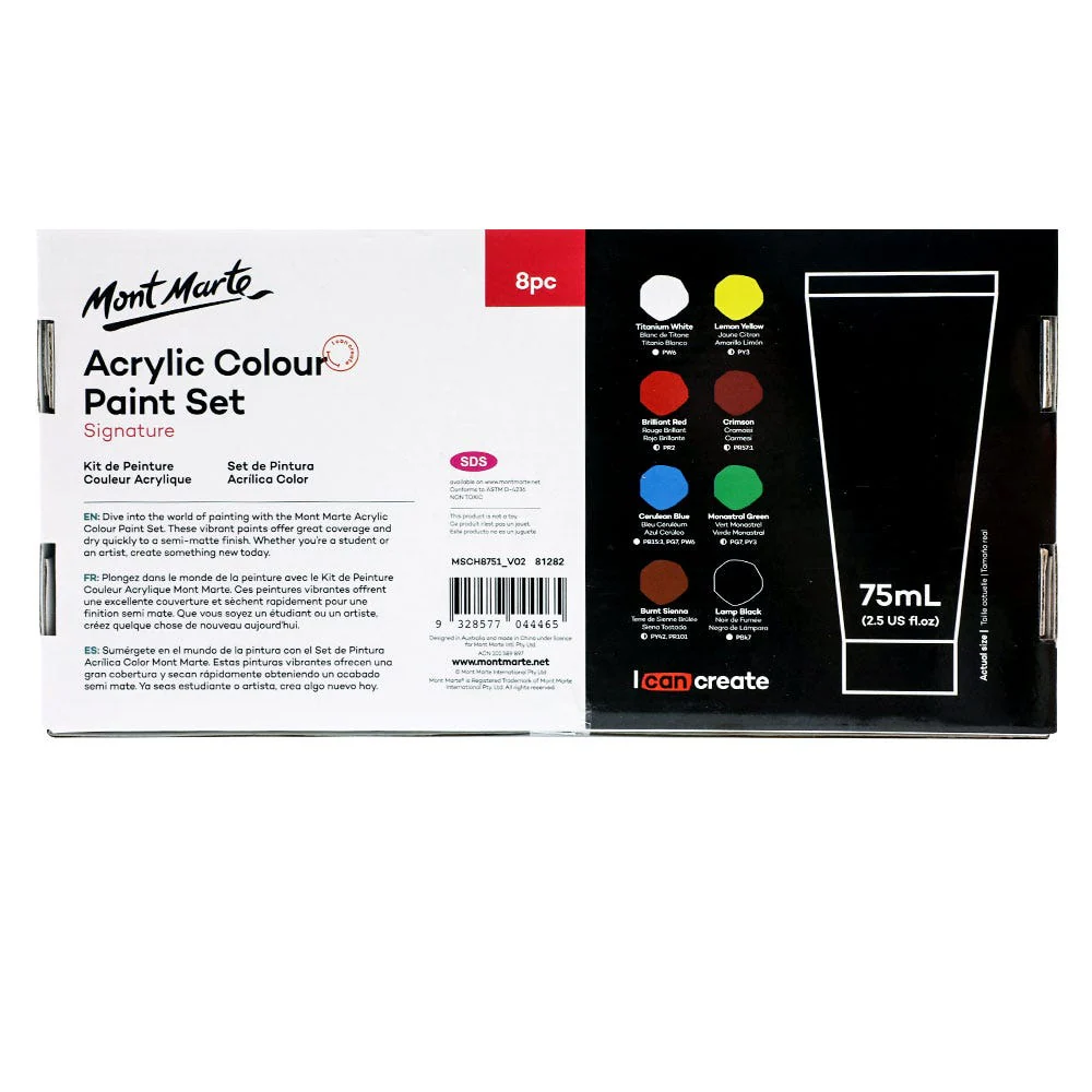 Acrylic Colour Paint Set Signature 8pc x 75ml (2.54oz) - Image 3