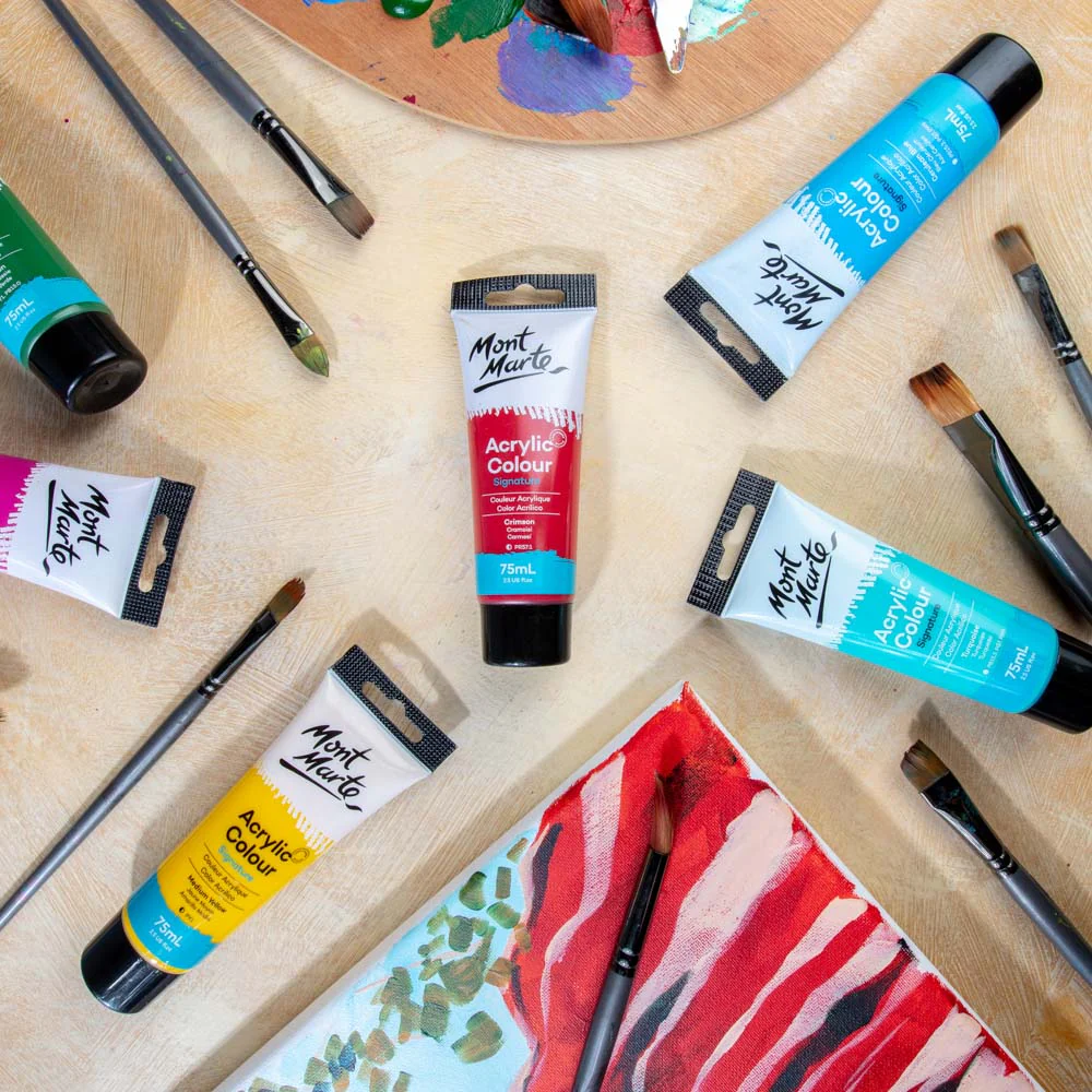 Acrylic Colour Paint Signature 75ml (2.5 US fl.oz) Tube - Crimson - Image 8