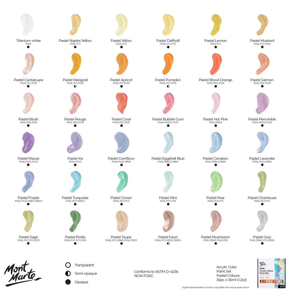 Acrylic Colour Pastel Paint Set Signature 36pc x 36ml (1.2 US fl.oz) - Image 11