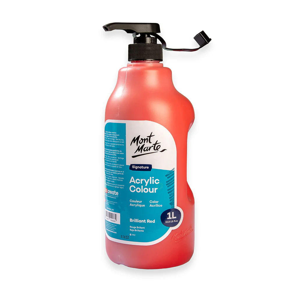 Acrylic Colour Signature 1L (33.8 US fl.oz) Bottle - Brilliant Red - Image 2