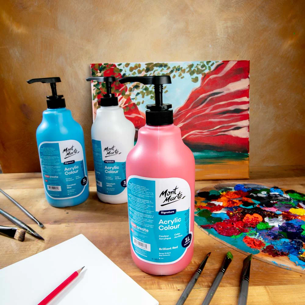 Acrylic Colour Signature 1L (33.8 US fl.oz) Bottle - Brilliant Red - Image 9