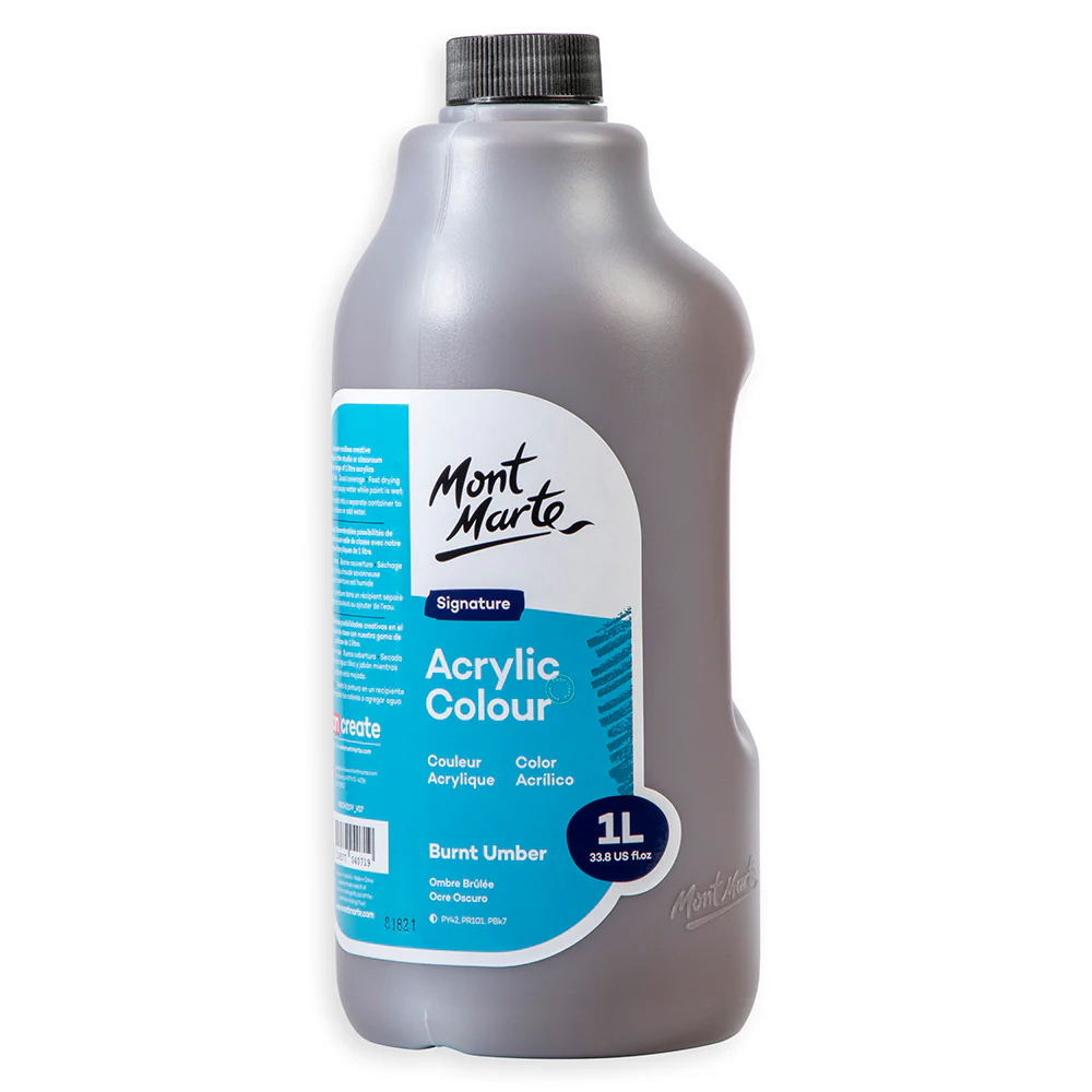 Acrylic Colour Signature 1L (33.8 US fl.oz) Bottle - Burnt Umber - Image 3