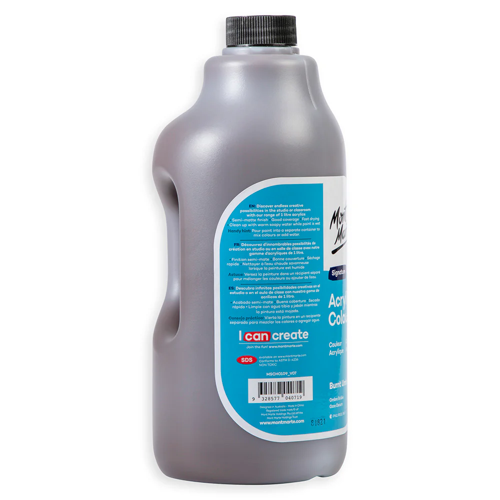 Acrylic Colour Signature 1L (33.8 US fl.oz) Bottle - Burnt Umber - Image 5