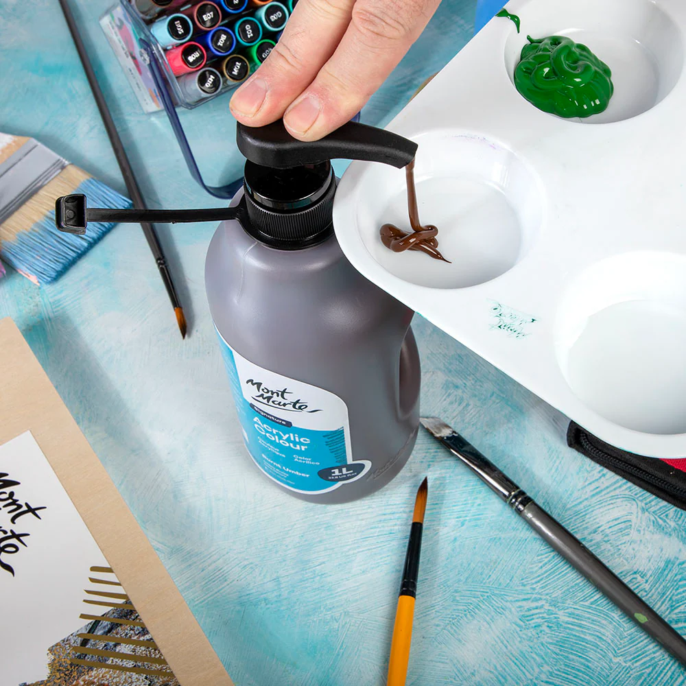 Acrylic Colour Signature 1L (33.8 US fl.oz) Bottle - Burnt Umber - Image 7