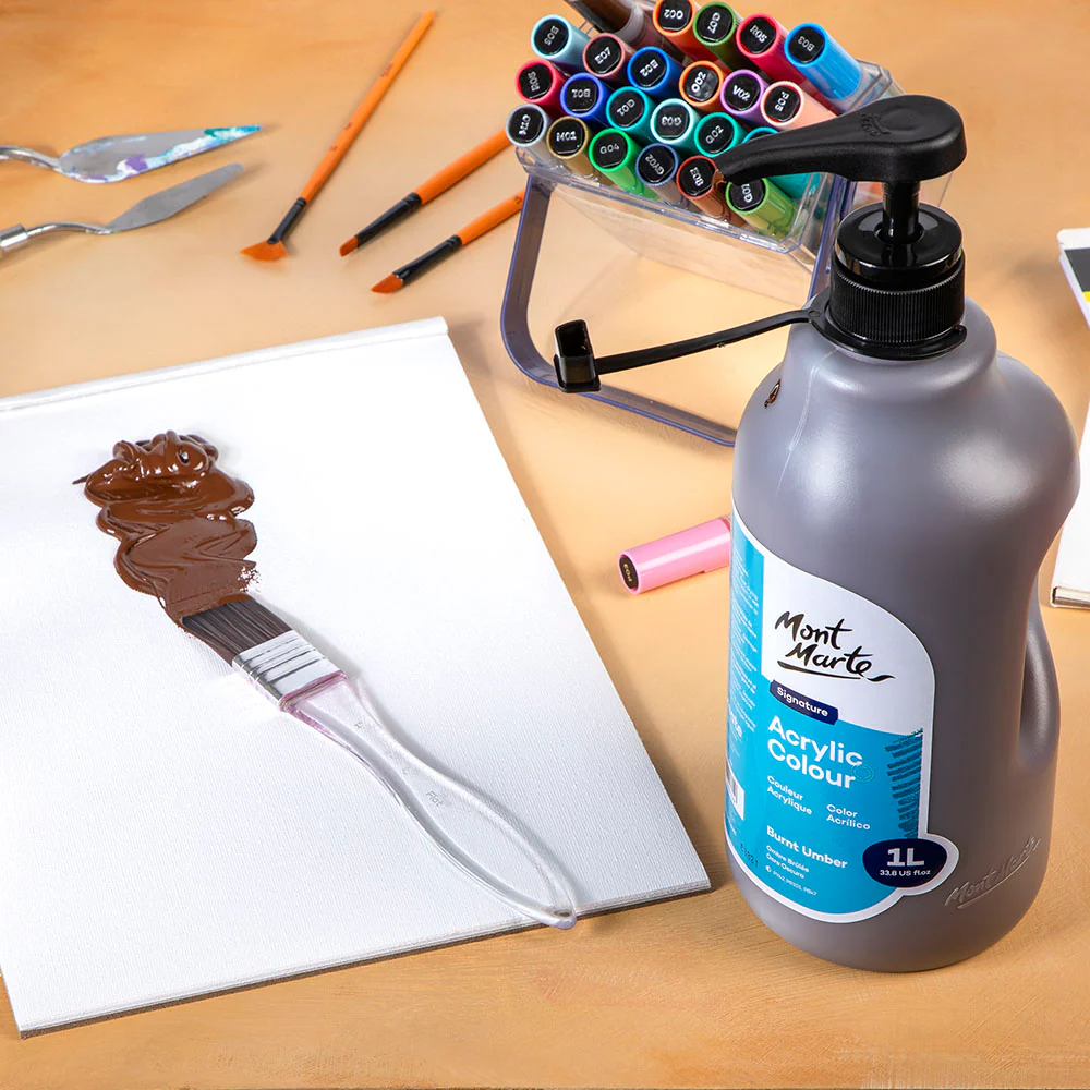 Acrylic Colour Signature 1L (33.8 US fl.oz) Bottle - Burnt Umber - Image 8