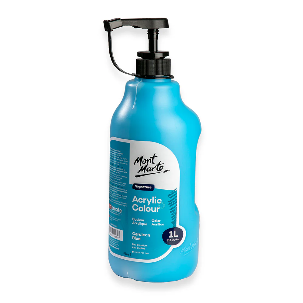Acrylic Colour Signature 1L (33.8 US fl.oz) Bottle - Cerulean Blue - Image 2