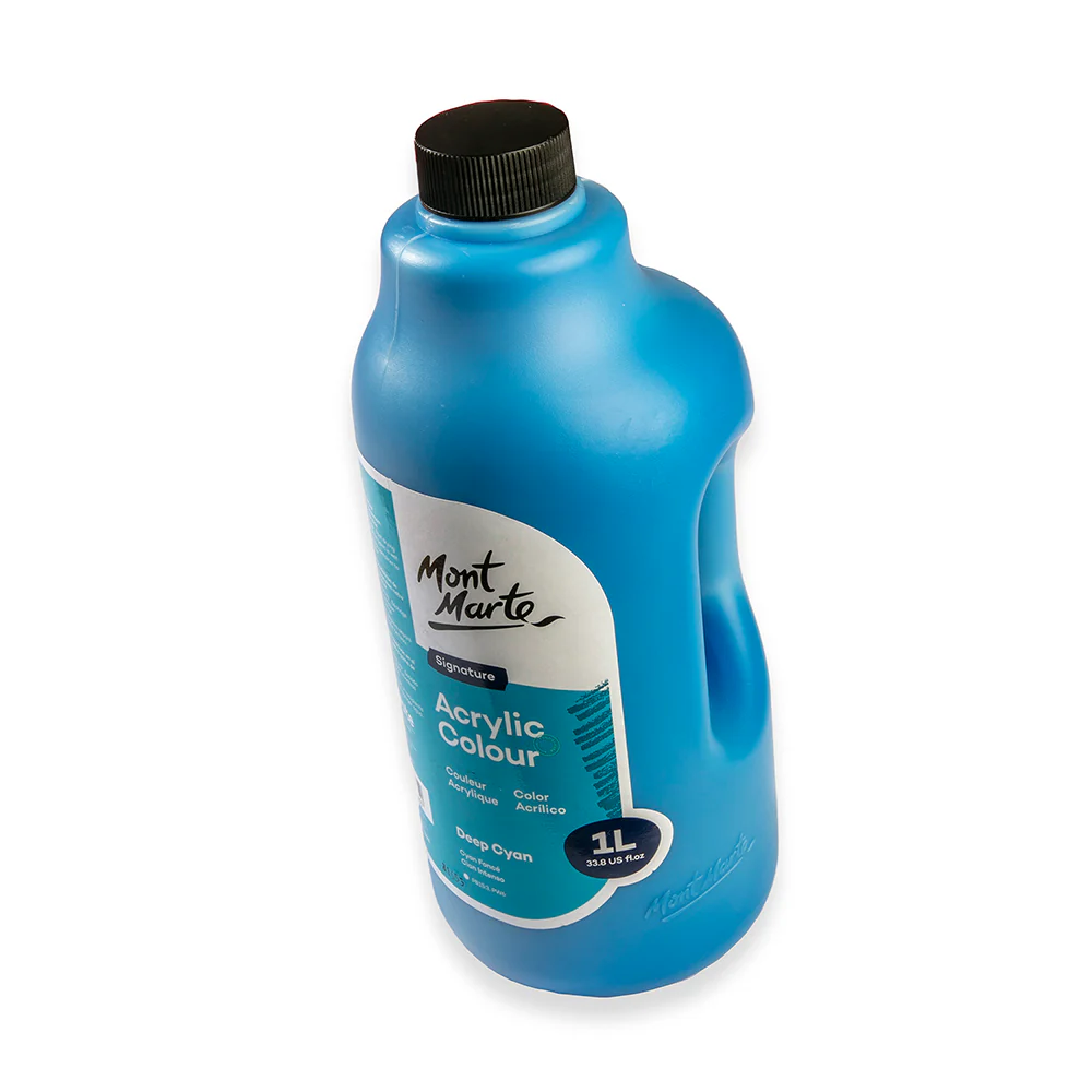 Acrylic Colour Signature 1L (33.8 US fl.oz) Bottle - Deep Cyan - Image 5