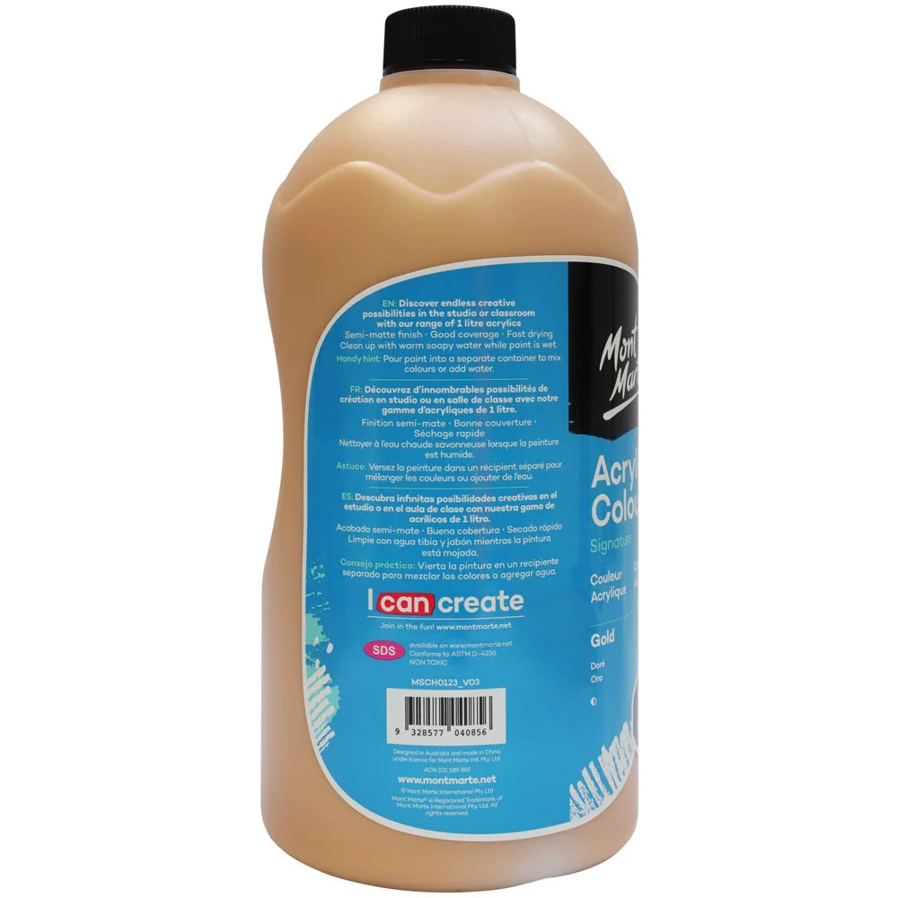 Acrylic Colour Signature 1L (33.8 US fl.oz) Bottle - Gold - Image 4