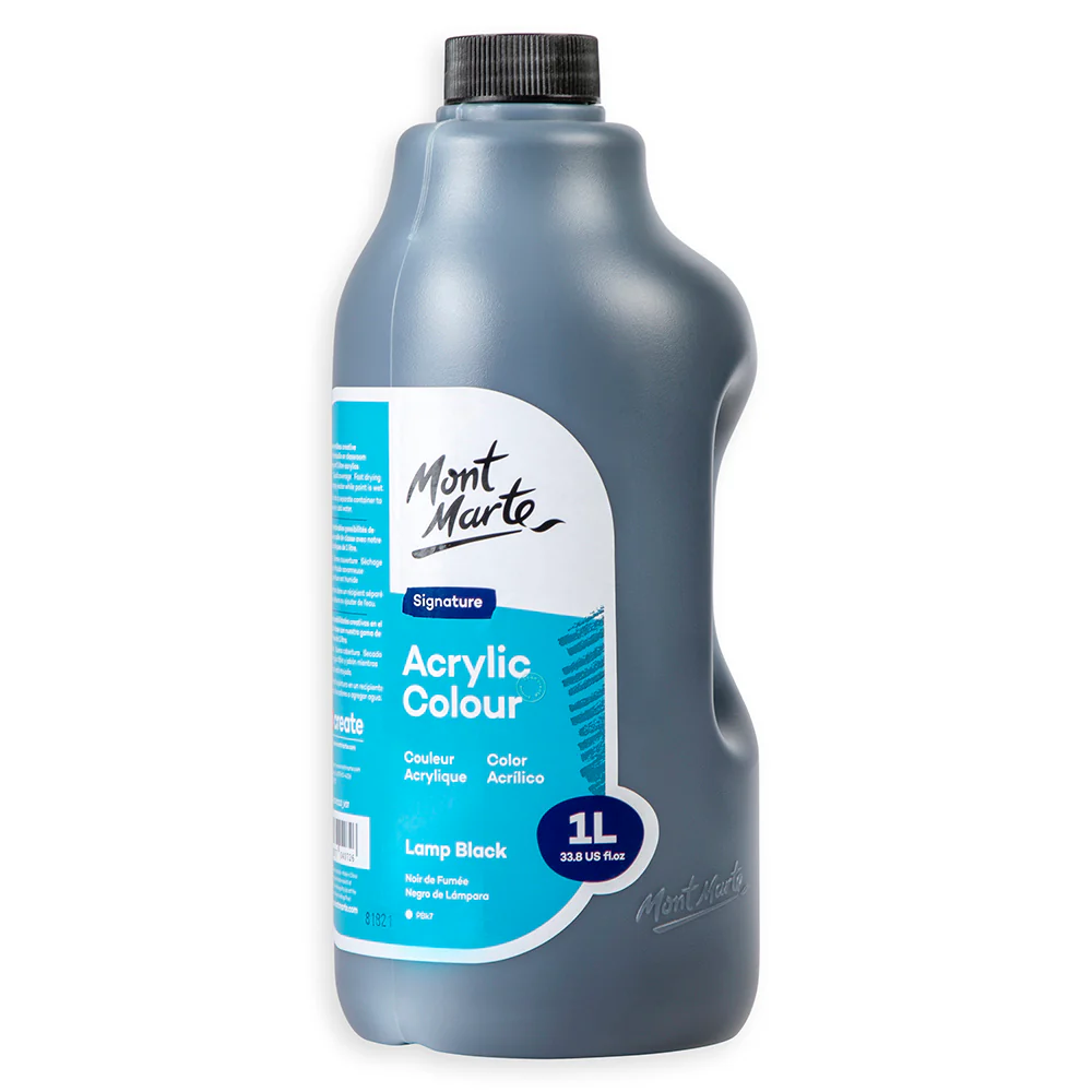 Acrylic Colour Signature 1L (33.8 US fl.oz) Bottle - Lamp Black - Image 3