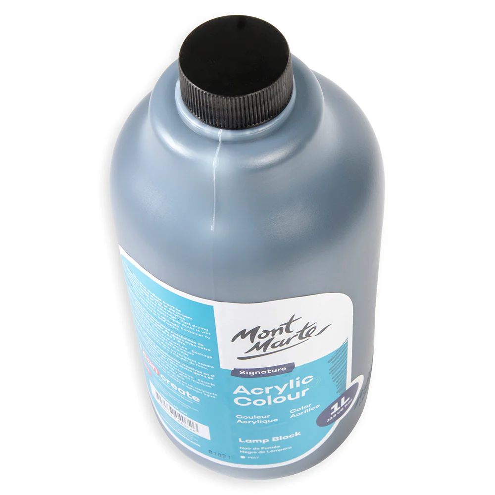 Acrylic Colour Signature 1L (33.8 US fl.oz) Bottle - Lamp Black - Image 6