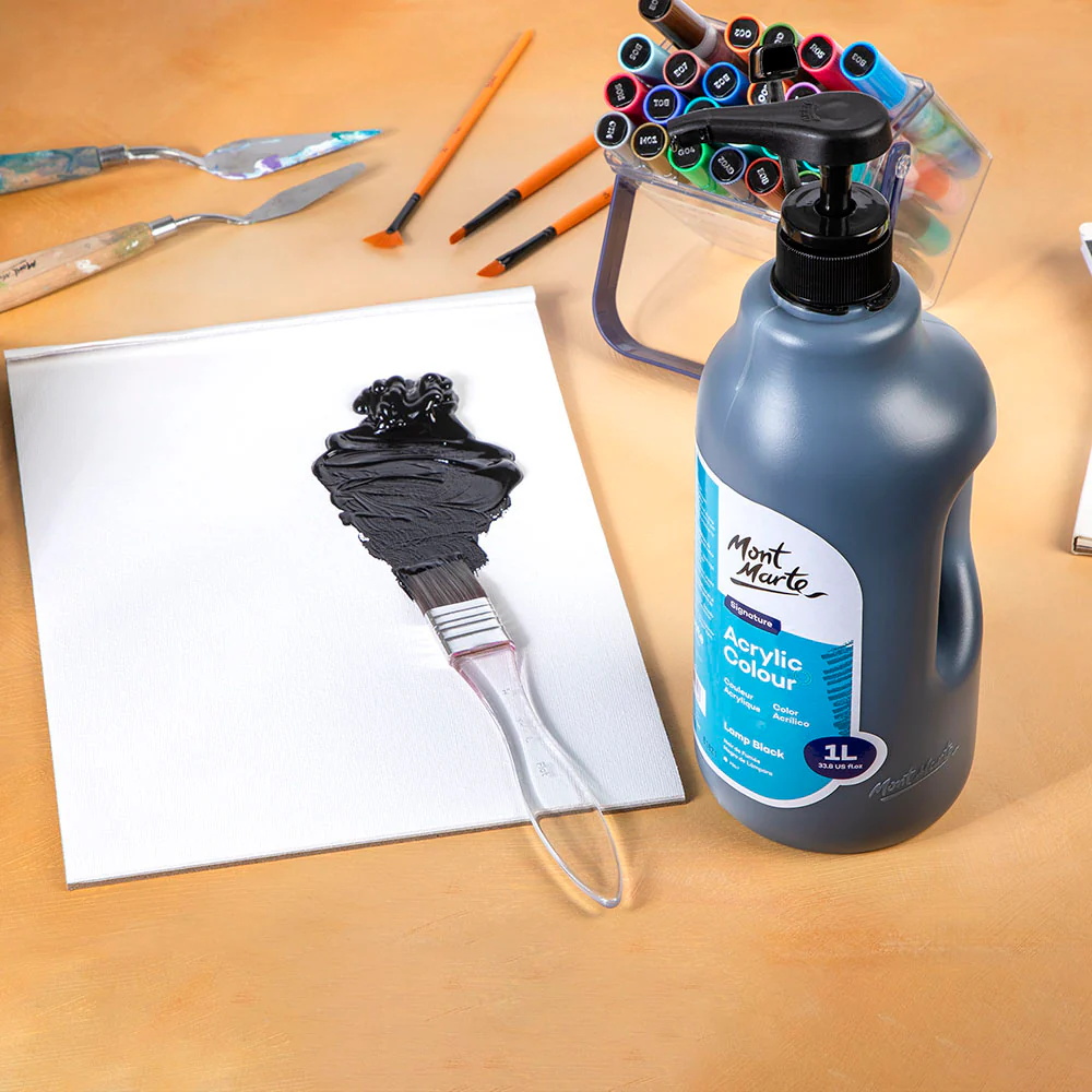 Acrylic Colour Signature 1L (33.8 US fl.oz) Bottle - Lamp Black - Image 8