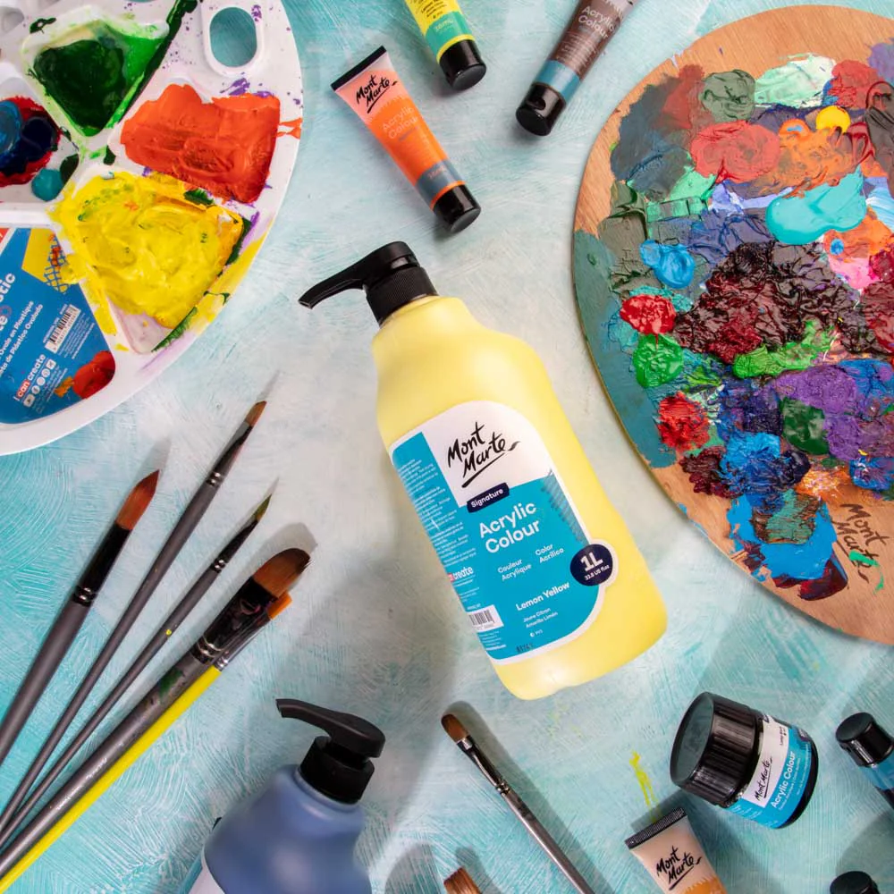 Acrylic Colour Signature 1L (33.8 US fl.oz) Bottle - Lemon Yellow - Image 11