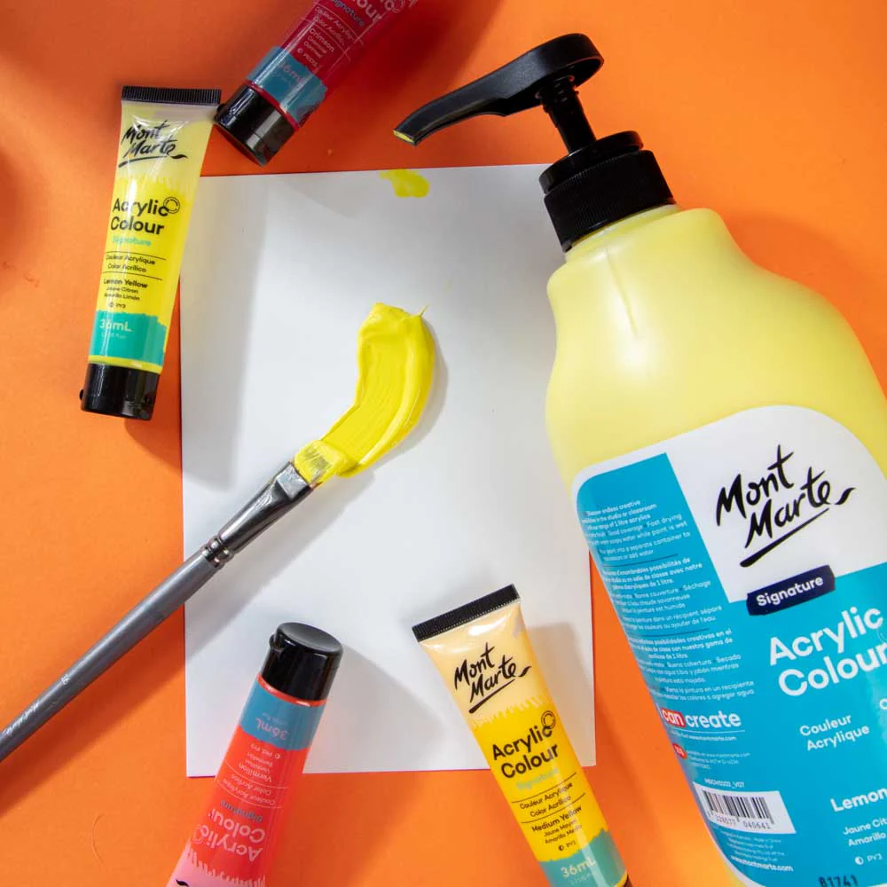 Acrylic Colour Signature 1L (33.8 US fl.oz) Bottle - Lemon Yellow - Image 13