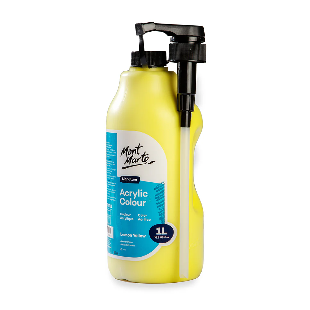 Acrylic Colour Signature 1L (33.8 US fl.oz) Bottle - Lemon Yellow - Image 2