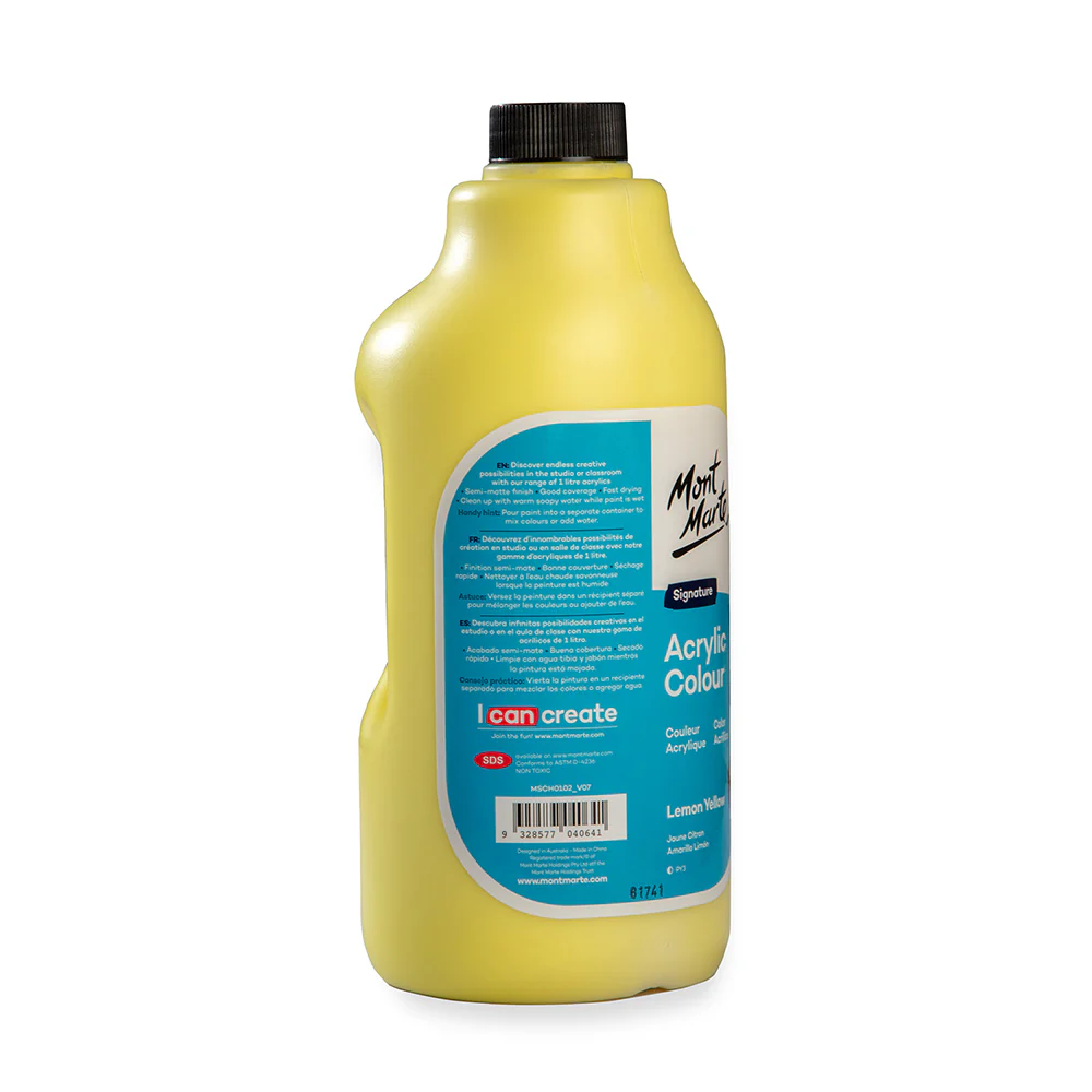 Acrylic Colour Signature 1L (33.8 US fl.oz) Bottle - Lemon Yellow - Image 5