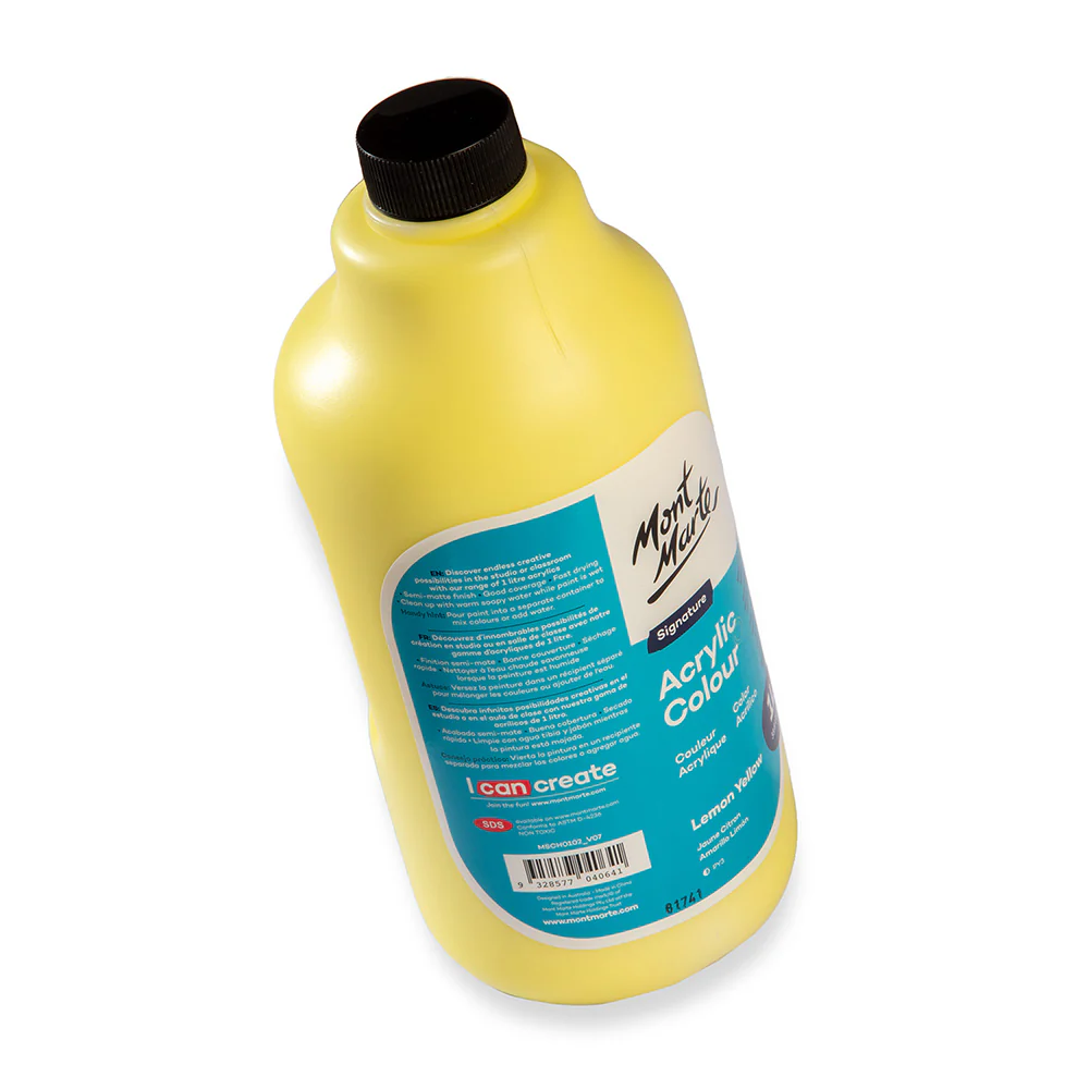 Acrylic Colour Signature 1L (33.8 US fl.oz) Bottle - Lemon Yellow - Image 6