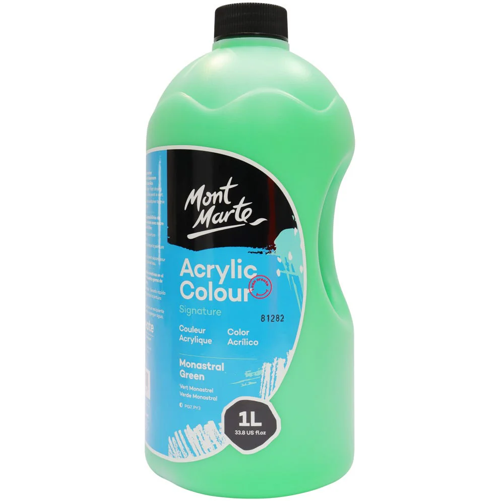 Acrylic Colour Signature 1L (33.8 US fl.oz) Bottle - Monastral Green - Image 2