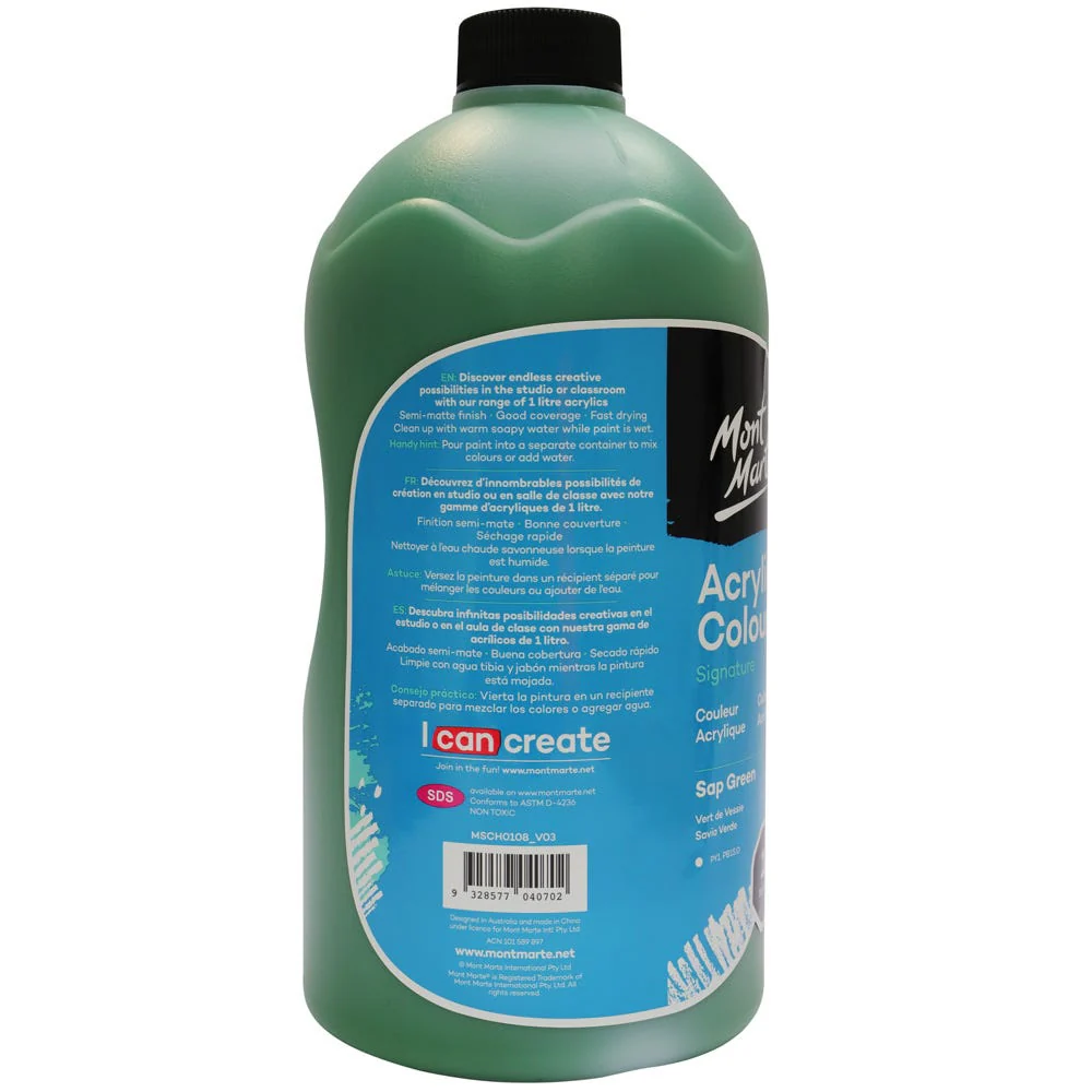Acrylic Colour Signature 1L (33.8 US fl.oz) Bottle - Sap Green - Image 4