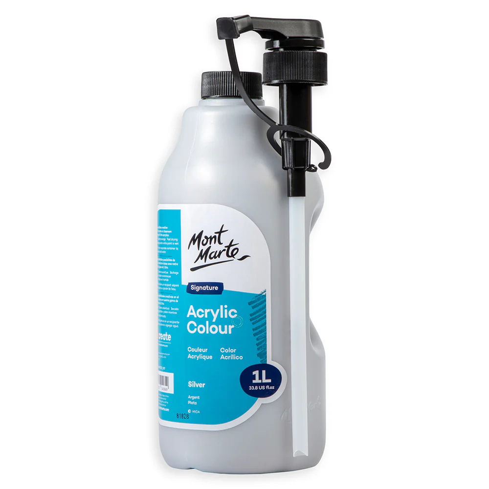 Acrylic Colour Signature 1L (33.8 US fl.oz) Bottle - Silver - Image 2