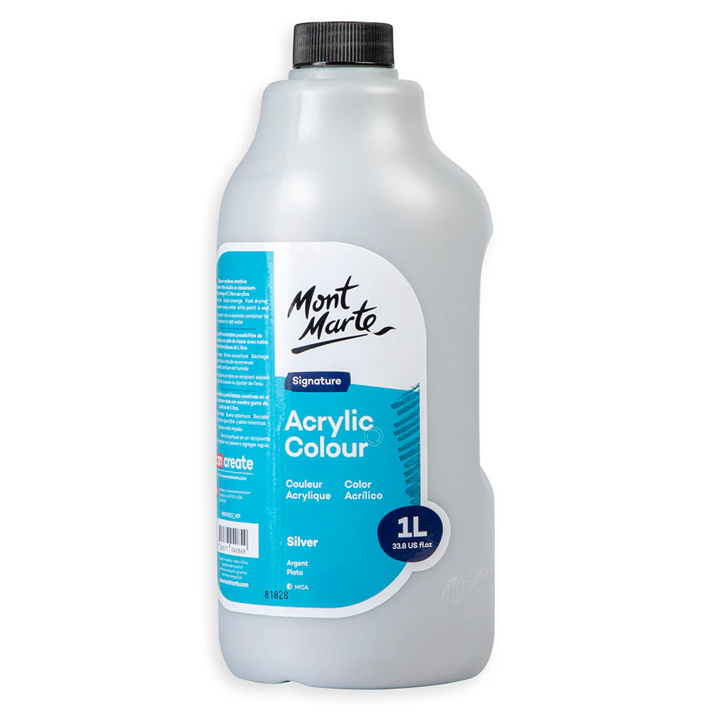Acrylic Colour Signature 1L (33.8 US fl.oz) Bottle - Silver - Image 3