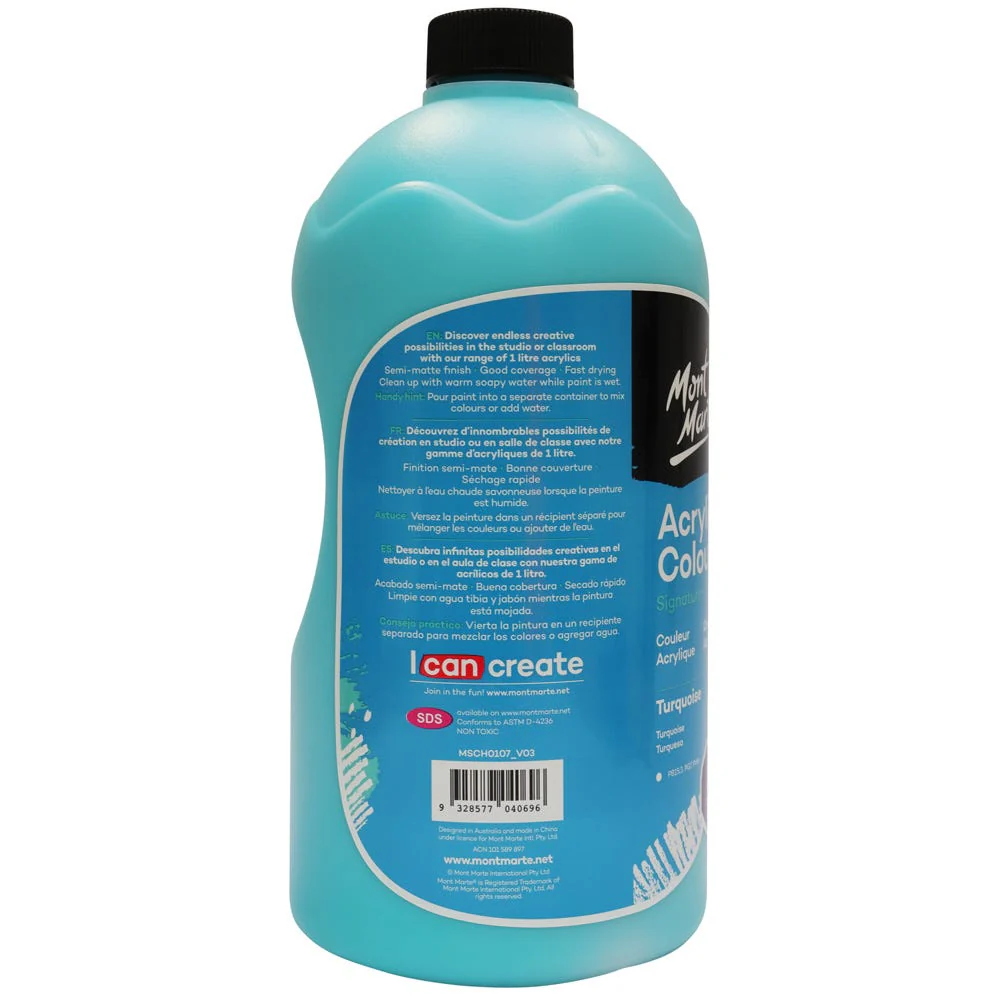 Acrylic Colour Signature 1L (33.8 US fl.oz) Bottle - Turquoise - Image 4