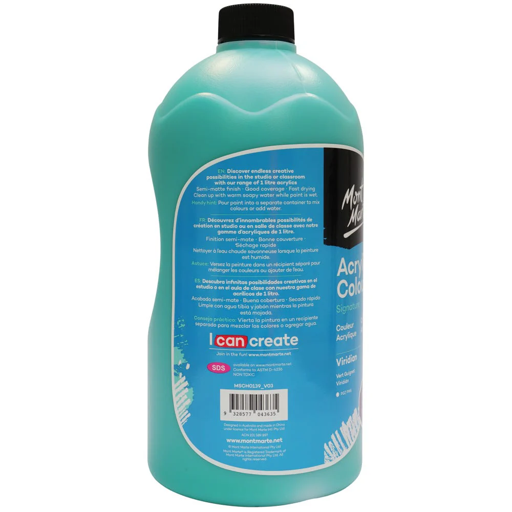 Acrylic Colour Signature 1L (33.8 US fl.oz) Bottle - Viridian - Image 4