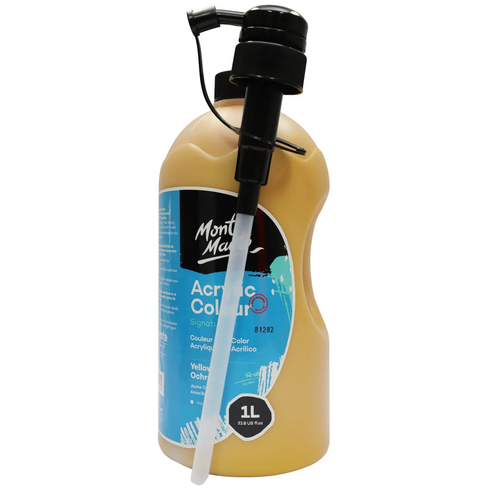 Acrylic Colour Signature 1L (33.8 US fl.oz) Bottle - Yellow Ochre - Image 3