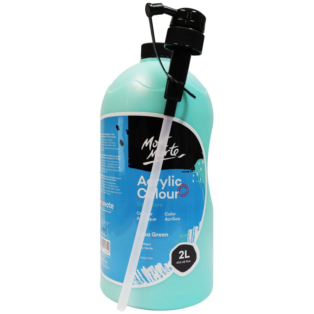 Acrylic Colour Paint Signature 2L (67.6 US fl.oz) Bottle – Aqua Green - Image 3