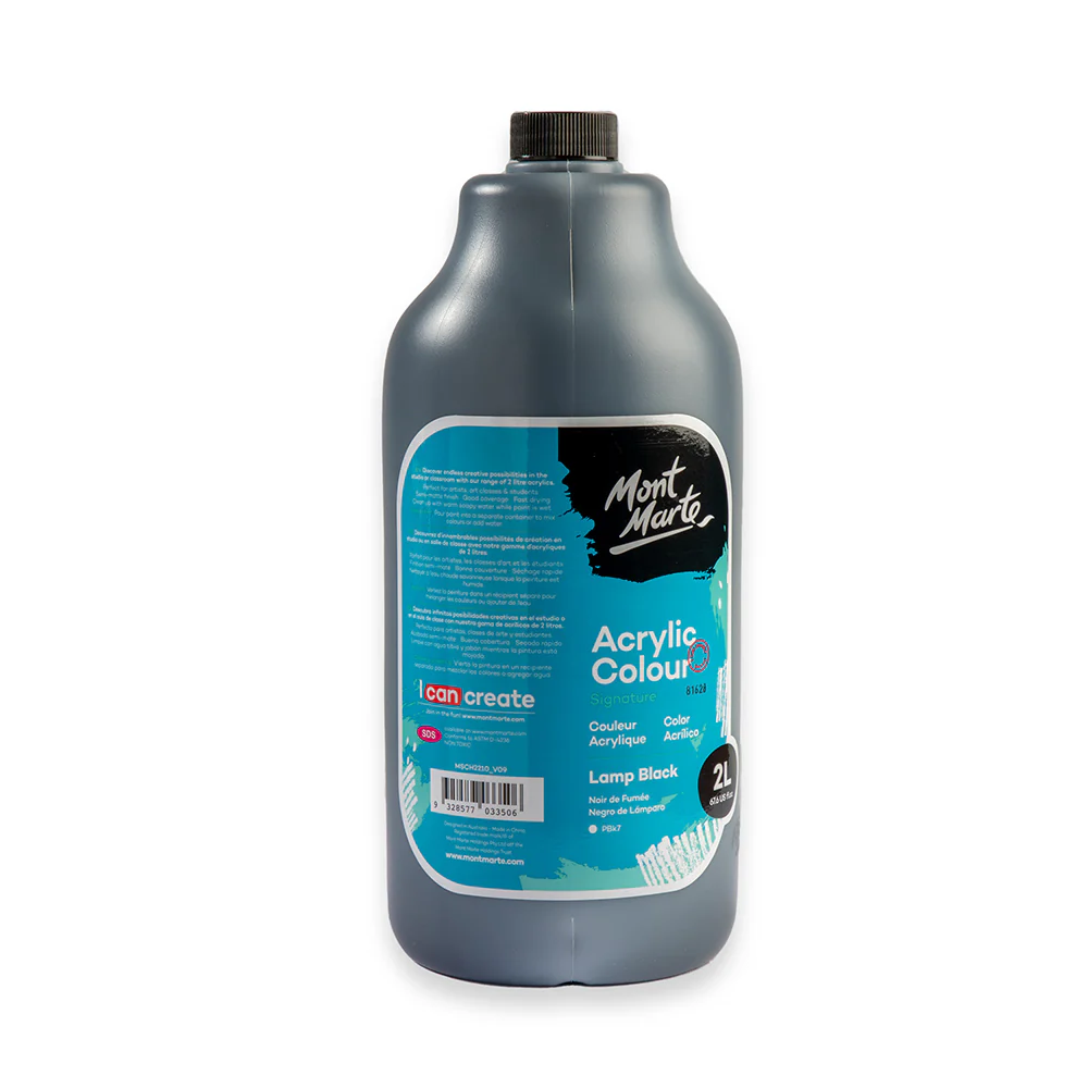 Acrylic Colour Paint Signature 2L (67.6 US fl.oz) Bottle – Black - Image 3