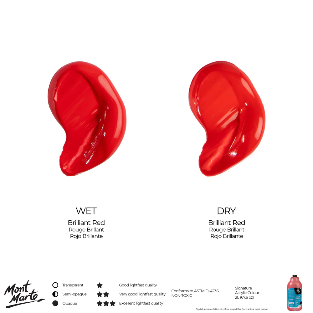 Acrylic Colour Paint Signature 2L (67.6 US fl.oz) Bottle – Brilliant Red - Image 10