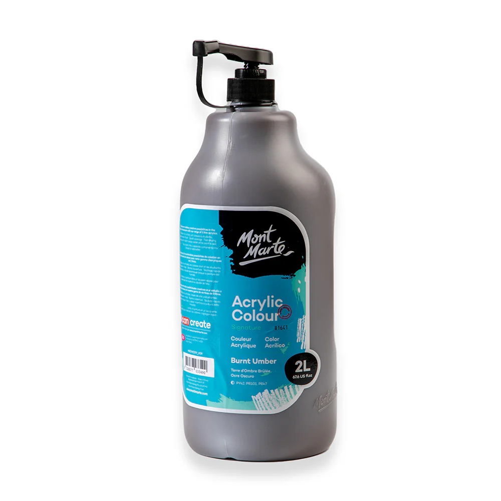 Acrylic Colour Paint Signature 2L (67.6 US fl.oz) Bottle – Burnt Umber - Image 2