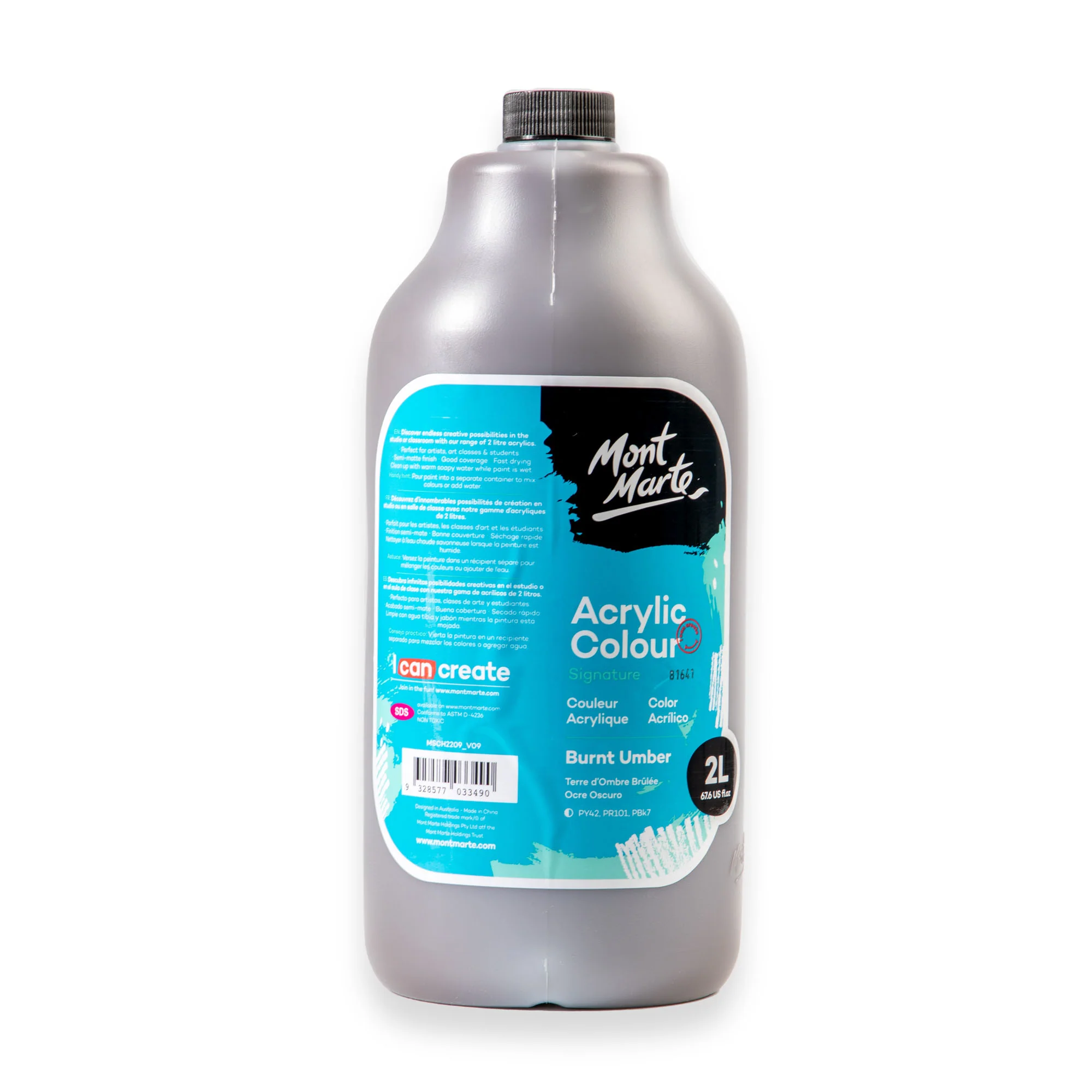 Acrylic Colour Paint Signature 2L (67.6 US fl.oz) Bottle – Burnt Umber - Image 3