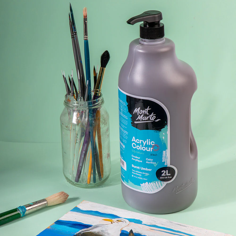 Acrylic Colour Paint Signature 2L (67.6 US fl.oz) Bottle – Burnt Umber - Image 7