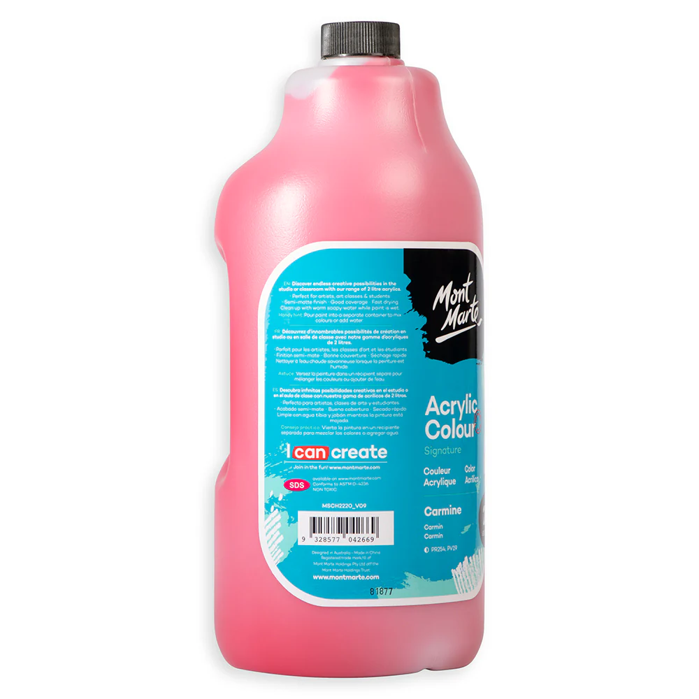Acrylic Colour Paint Signature 2L (67.6 US fl.oz) Bottle – Carmine - Image 6