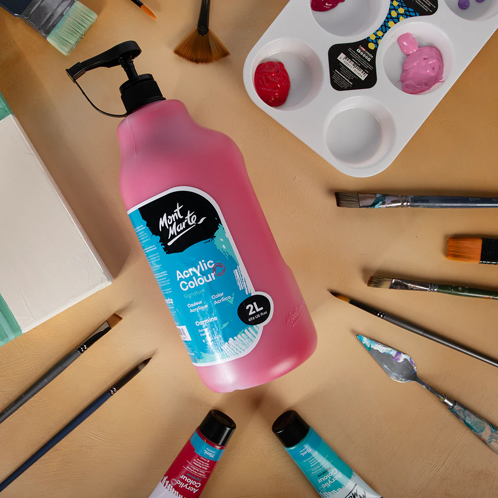 Acrylic Colour Paint Signature 2L (67.6 US fl.oz) Bottle – Carmine - Image 9