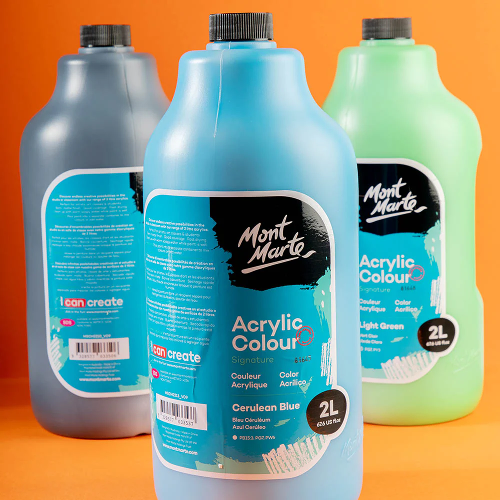 Acrylic Colour Paint Signature 2L (67.6 US fl.oz) Bottle – Cerulean Blue - Image 10