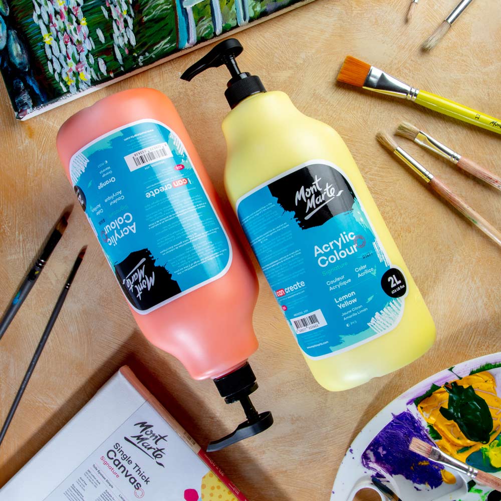 Acrylic Colour Paint Signature 2L (67.6 US fl.oz) Bottle – Lemon Yellow - Image 9