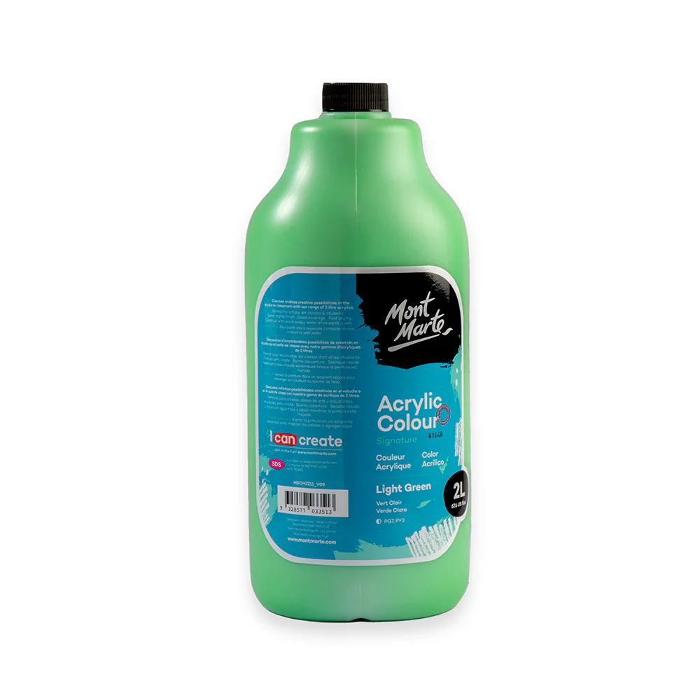 Acrylic Colour Paint Signature 2L (67.6 US fl.oz) Bottle – Light Green - Image 3