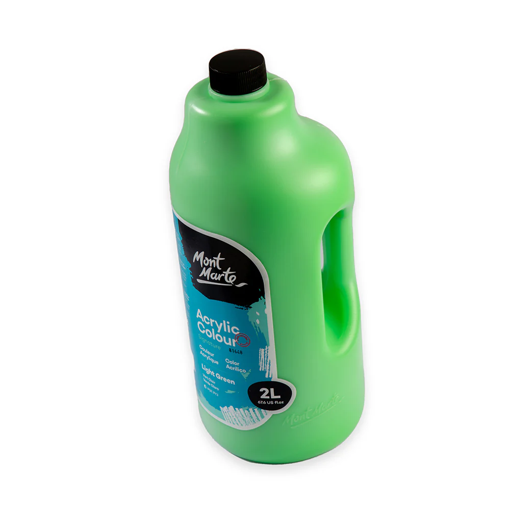 Acrylic Colour Paint Signature 2L (67.6 US fl.oz) Bottle – Light Green - Image 5