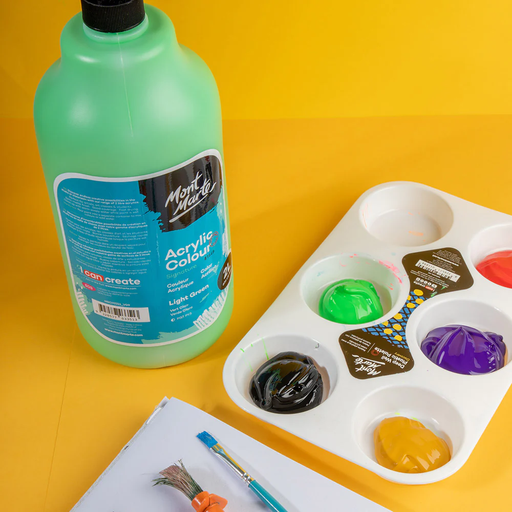 Acrylic Colour Paint Signature 2L (67.6 US fl.oz) Bottle – Light Green - Image 7