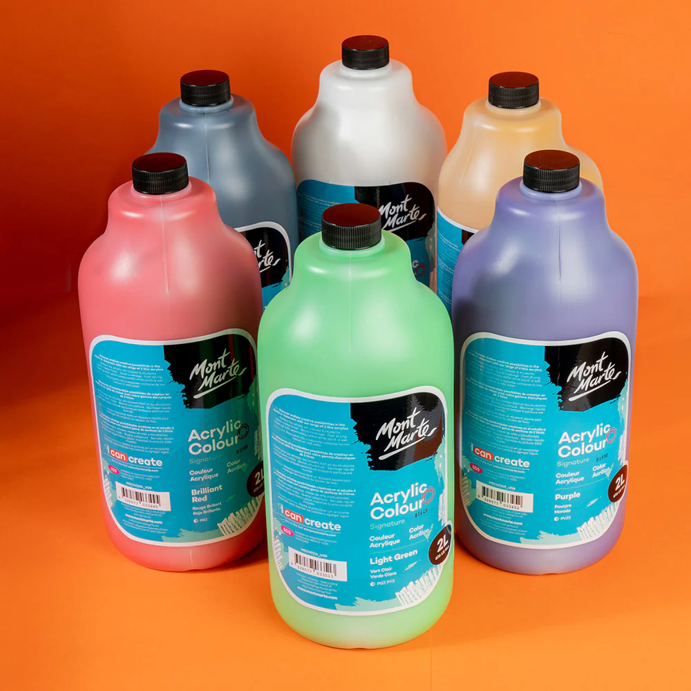 Acrylic Colour Paint Signature 2L (67.6 US fl.oz) Bottle – Light Green - Image 9