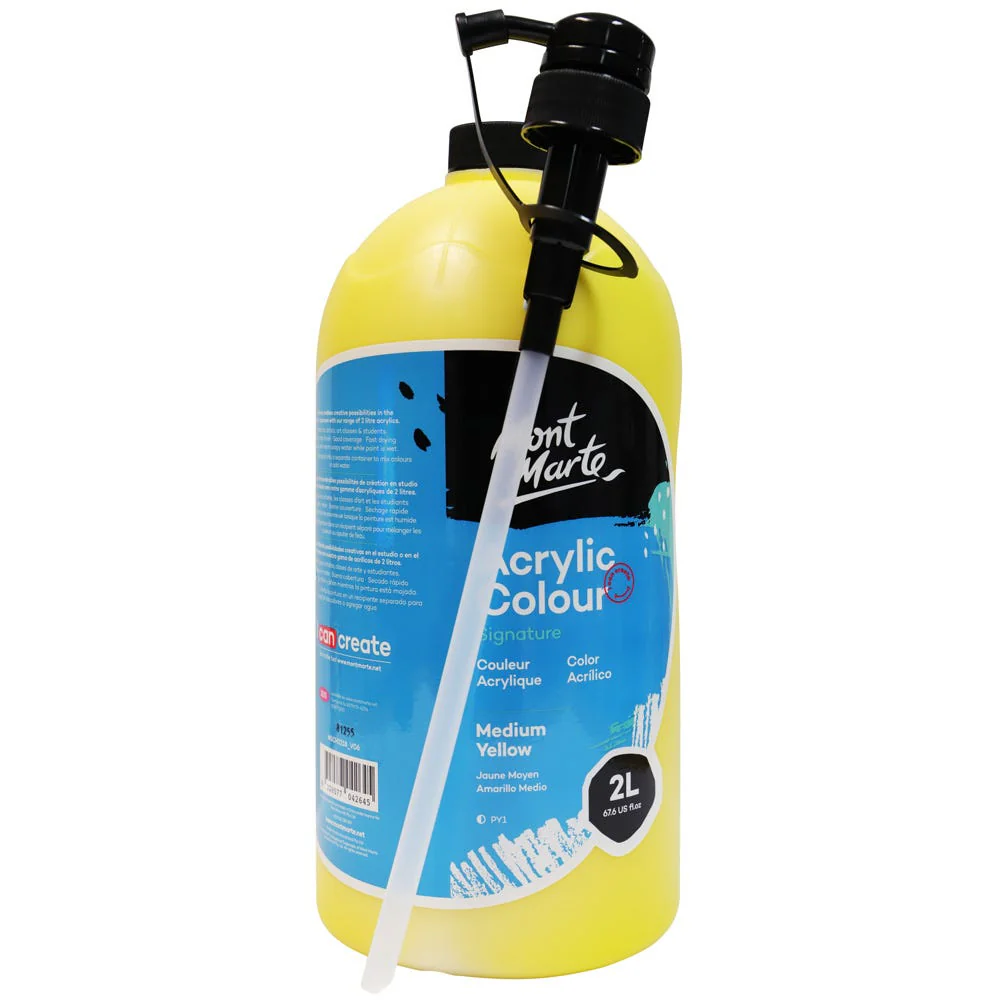 Acrylic Colour Paint Signature 2L (67.6 US fl.oz) Bottle – Medium Yellow - Image 3