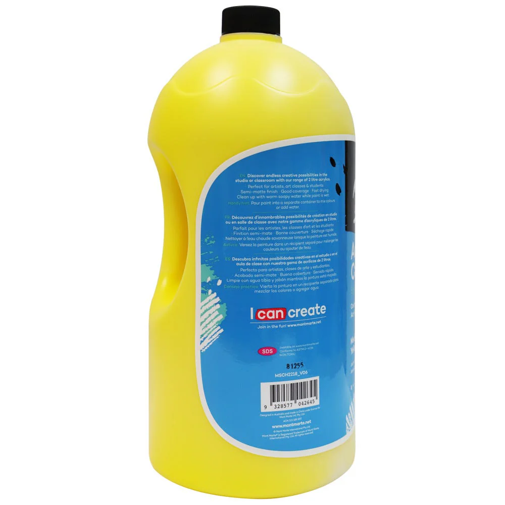 Acrylic Colour Paint Signature 2L (67.6 US fl.oz) Bottle – Medium Yellow - Image 4