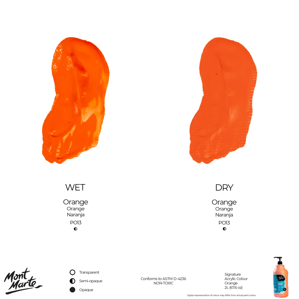 Acrylic Colour Paint Signature 2L (67.6 US fl.oz) Bottle – Orange - Image 11