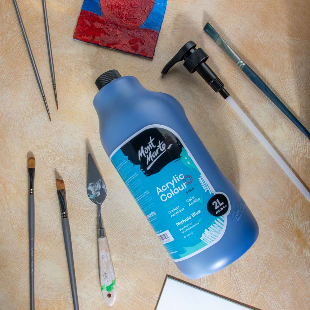 Acrylic Colour Paint Signature 2L (67.6 US fl.oz) Bottle – Phthalo Blue - Image 8