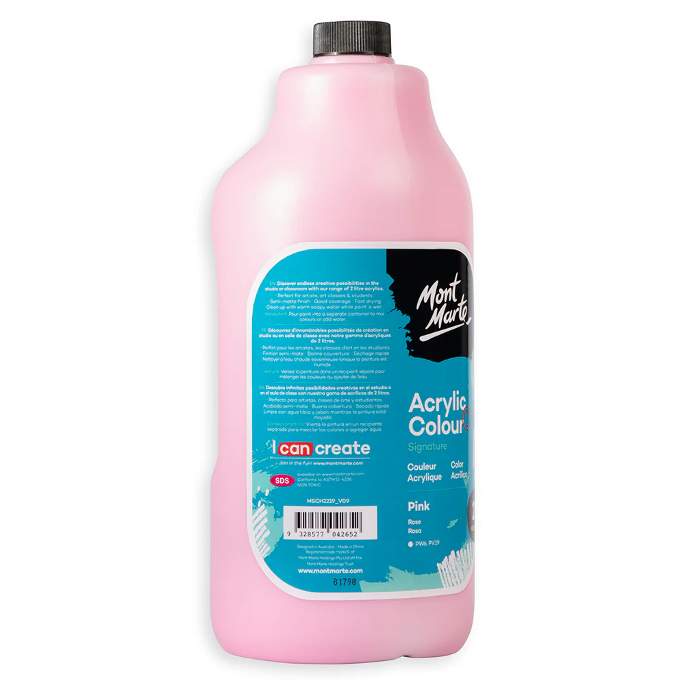 Acrylic Colour Paint Signature 2L (67.6 US fl.oz) Bottle – Pink - Image 6
