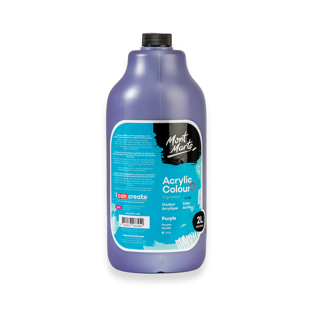 Acrylic Colour Paint Signature 2L (67.6 US fl.oz) Bottle – Purple - Image 3