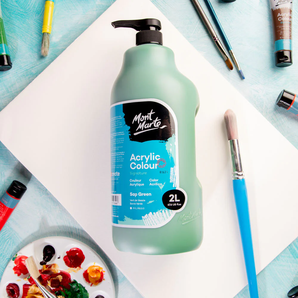 Acrylic Colour Paint Signature 2L (67.6 US fl.oz) Bottle – Sap Green - Image 11