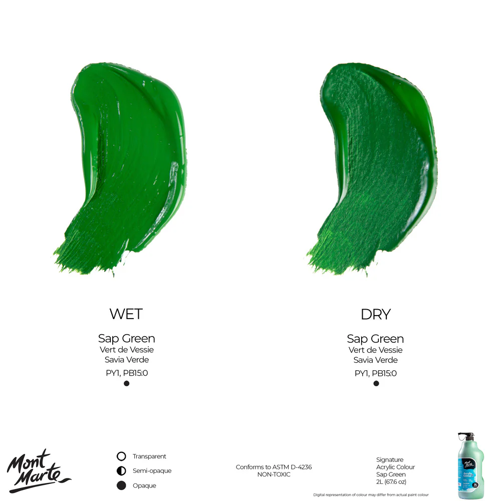 Acrylic Colour Paint Signature 2L (67.6 US fl.oz) Bottle – Sap Green - Image 12