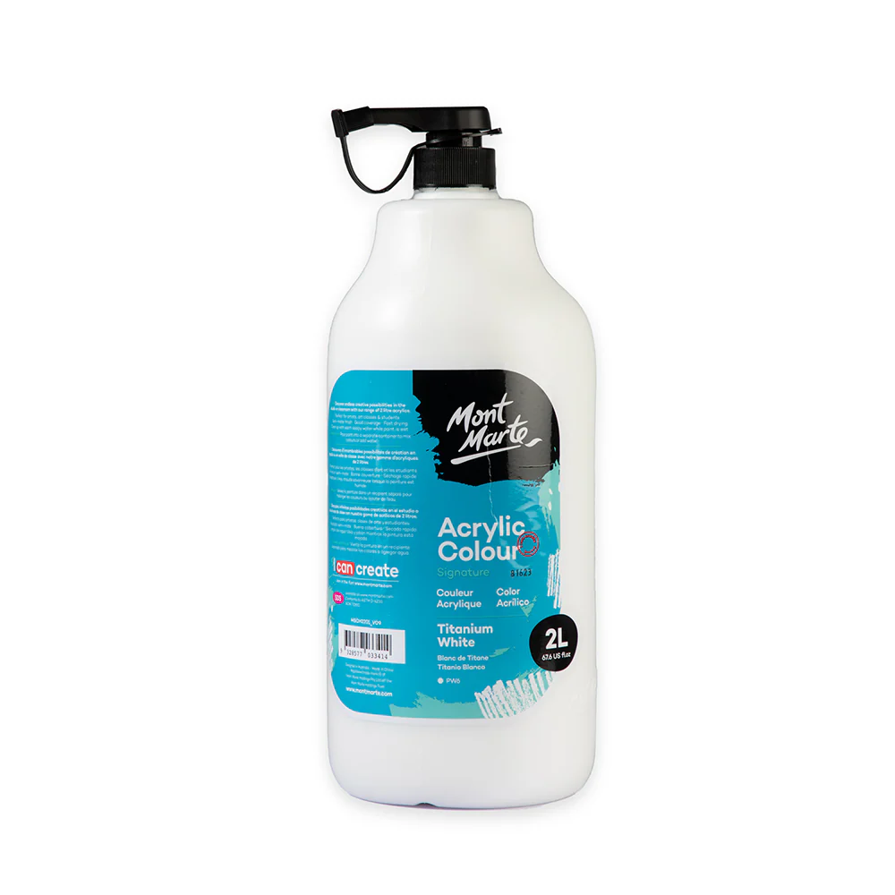Acrylic Colour Paint Signature 2L (67.6 US fl.oz) Bottle – Titanium White - Image 2